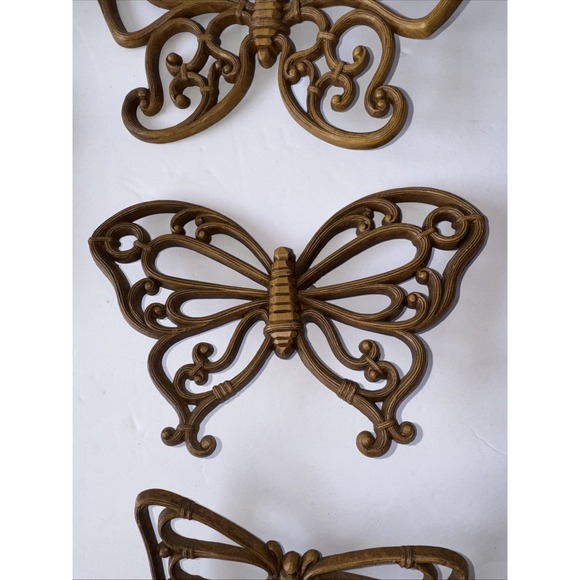 Vtg Syroco Butterfly WallDecor Plastic Resin Hang 1978 Retro Boho Brown 70s core - Picture 3 of 8